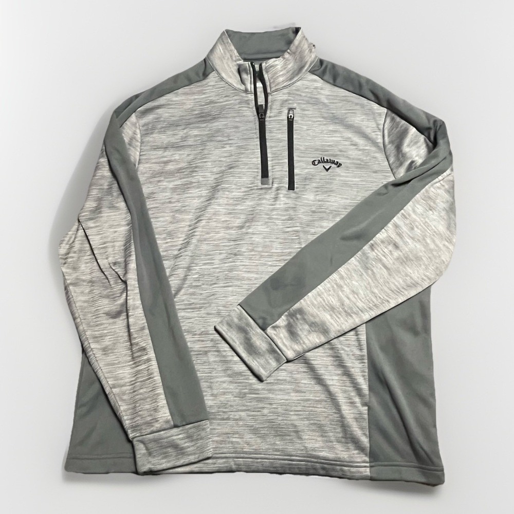 Callaway Men's Medium 1/4 Zip Golf Pullover‎ Sweater Gray Heather Stretch Fleece